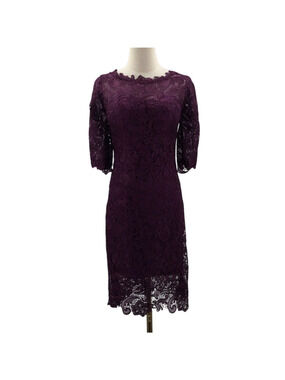 FORMAL 2 XS purple lace mother of the bride party knee length dress NEW 0B11